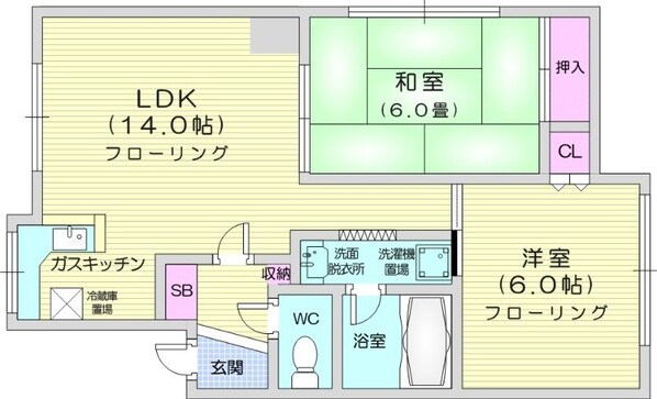 北３４条駅 徒歩10分 2階の物件間取画像